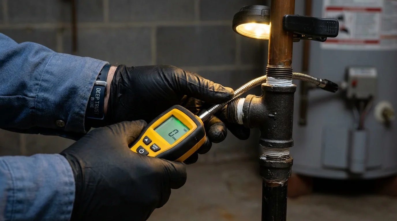Gas leak detection with electronic sniffer by Johns Plumbing LLC in Needham